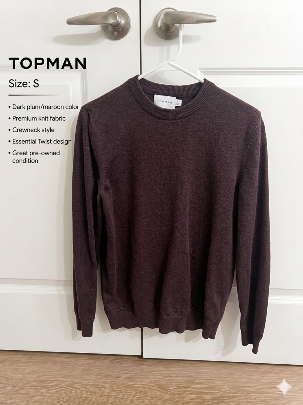 Topman Men's Essential Twist Crewneck Sweater - Maroon